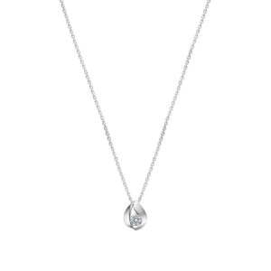 collier druppel zirkonia poli/mat 41 + 4 cm zilver gerhodineerd
