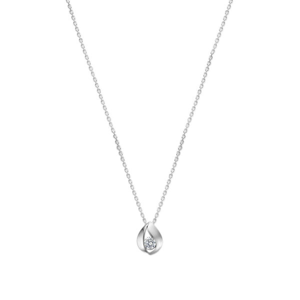 collier druppel zirkonia poli/mat 41 + 4 cm zilver gerhodineerd