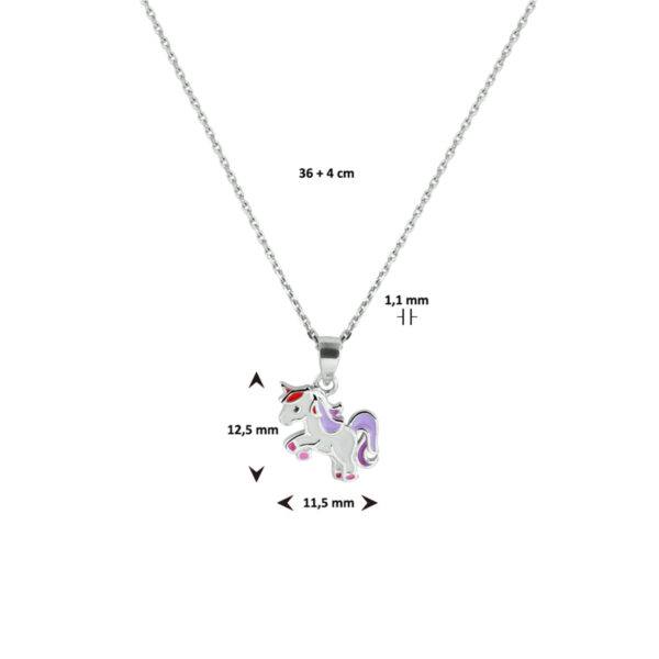 collier eenhoorn 36 + 4 cm zilver gerhodineerd - Afbeelding 2