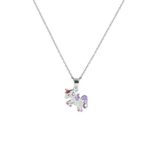 collier eenhoorn 36 + 4 cm zilver gerhodineerd