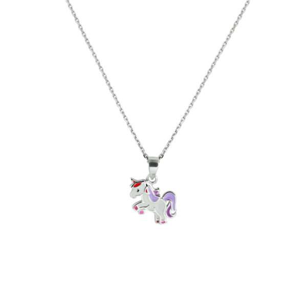 collier eenhoorn 36 + 4 cm zilver gerhodineerd