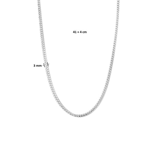 collier gourmette 3,0 mm 41 + 4 cm zilver gerhodineerd - Afbeelding 4