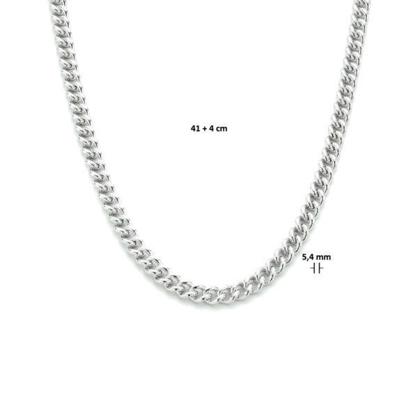 collier gourmette 5,4 mm 41 + 4 cm zilver gerhodineerd - Afbeelding 4