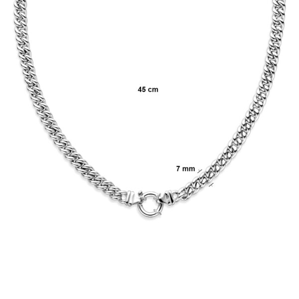 collier gourmette 7 mm 45 cm met groot springslot zilver wit - Afbeelding 3