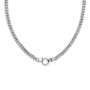 collier gourmette 7 mm 45 cm met groot springslot zilver wit