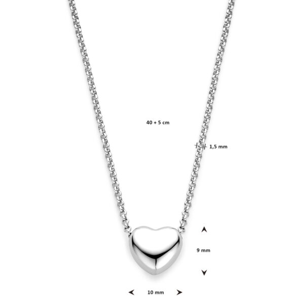 collier hart 1,5 mm 40 + 5 cm zilver gerhodineerd - Afbeelding 4
