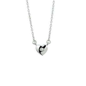 collier hart en zirkonia 36 + 4 cm zilver gerhodineerd