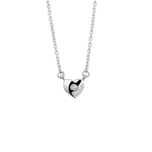 collier hart en zirkonia 36 + 4 cm zilver gerhodineerd