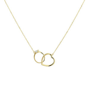 collier hart rond zirkonia 40 - 42 - 44 cm 14K geelgoud