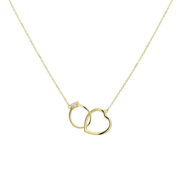 collier hart rond zirkonia 40 - 42 - 44 cm 14K geelgoud