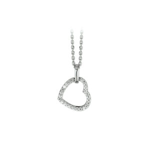 collier hart zirkonia 1,3 mm 41 + 4 cm zilver gerhodineerd