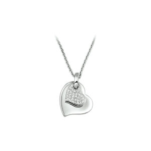 collier hart zirkonia 41 + 4 cm zilver gerhodineerd