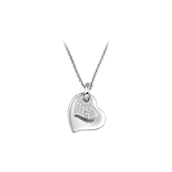 collier hart zirkonia 41 + 4 cm zilver gerhodineerd