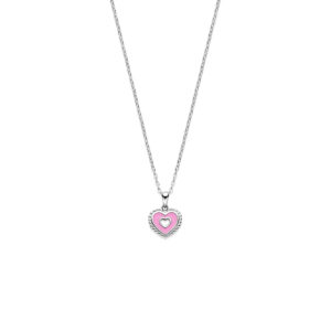 collier hartje 36 + 3 cm zilver gerhodineerd
