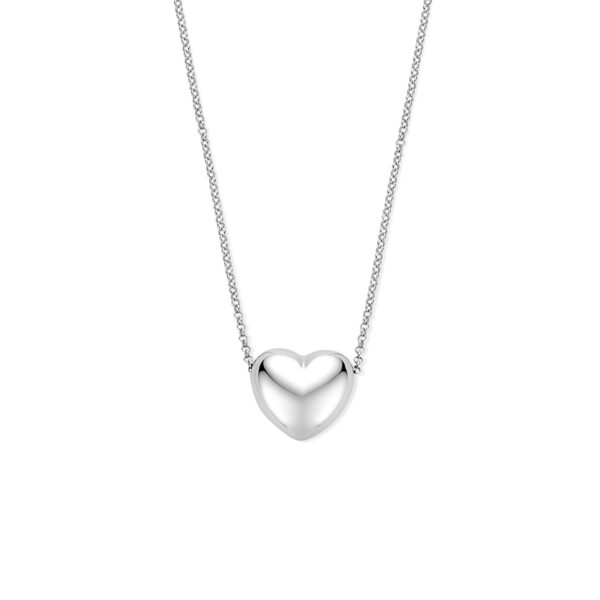 collier hartje 41 + 4 cm zilver gerhodineerd