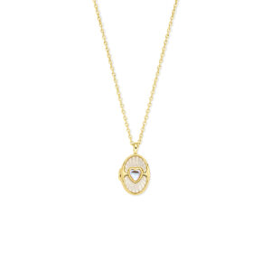 collier hartje parelmoer medaillon 42 + 3 cm 3 micron zilver verguld (geel)