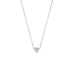 collier hartje zirkonia 41 - 43 - 45 cm zilver gerhodineerd