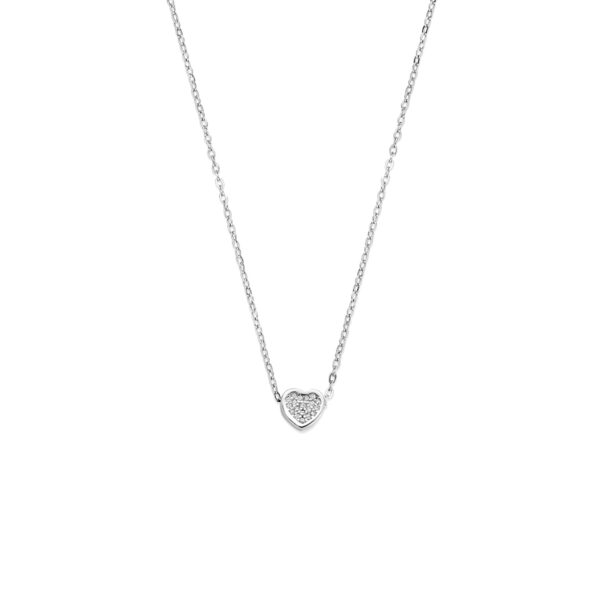 collier hartje zirkonia 41 - 43 - 45 cm zilver gerhodineerd