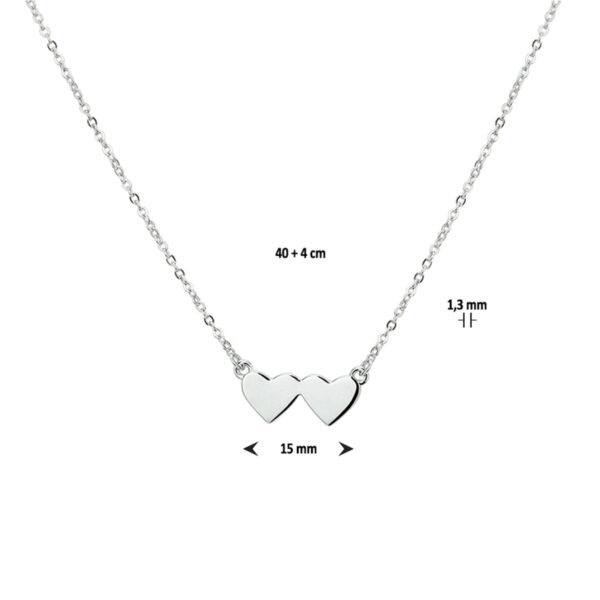 collier hartjes 1,3 mm 40 + 4 cm zilver gerhodineerd - Afbeelding 2