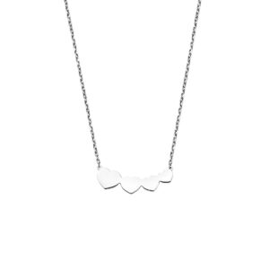 collier hartjes 40 + 4 cm zilver gerhodineerd