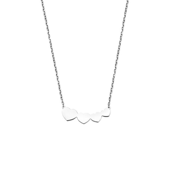 collier hartjes 40 + 4 cm zilver gerhodineerd