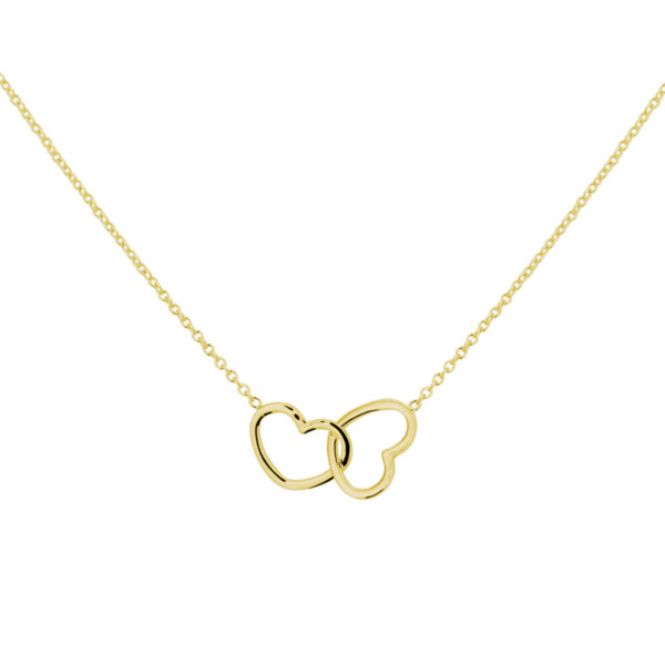 collier hartjes 40 + 5 cm 3 micron zilver verguld (geel)