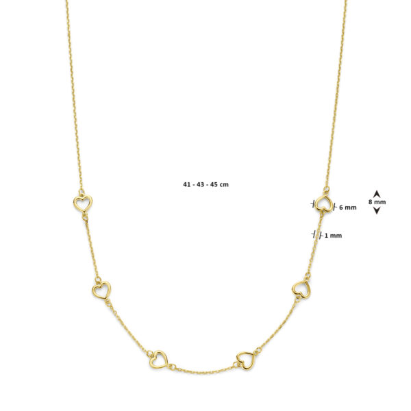collier hartjes 41 - 43 - 45 cm 14K geelgoud - Afbeelding 4