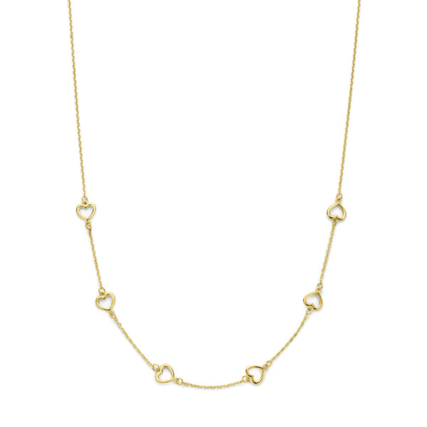 collier hartjes 41 - 43 - 45 cm 14K geelgoud