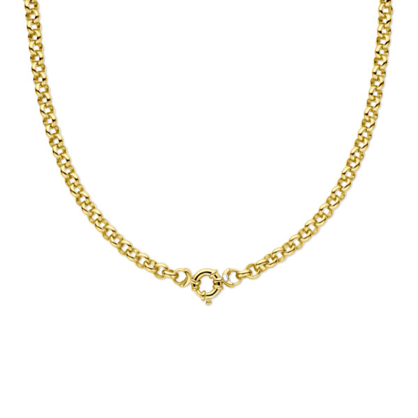 collier jasseron 7 mm 45 cm met groot springslot Silgold (geel met zilverkern)