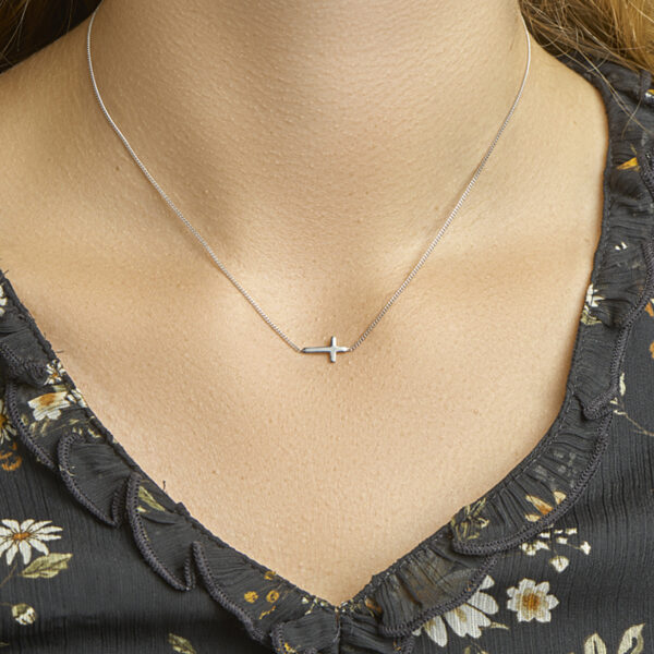 collier kruis 40 + 5 cm zilver gerhodineerd - Afbeelding 2