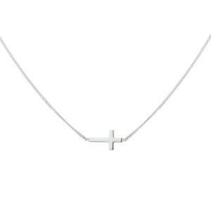 collier kruis 40 + 5 cm zilver gerhodineerd