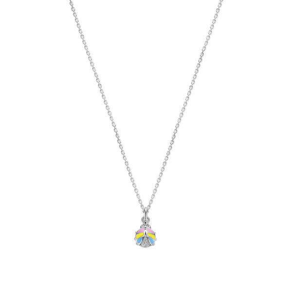 collier lieveheersbeestje zirkonia 36 + 4 cm zilver gerhodineerd