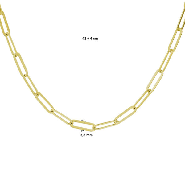 collier paperclip 3,8 mm 41 + 4 cm 3 micron zilver verguld (geel) - Afbeelding 4
