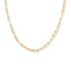 collier paperclip vierkante buis 2,3 mm 41 + 4 cm 3 micron zilver verguld (geel)