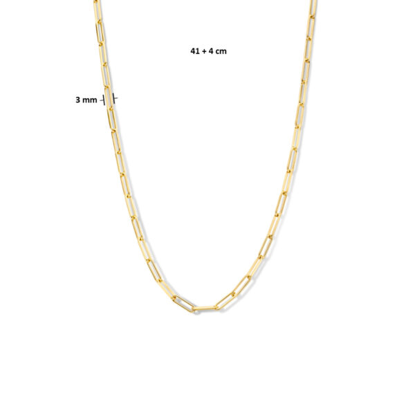 collier paperclip vierkante buis 3,0 mm 41 + 4 cm 3 micron zilver verguld (geel) - Afbeelding 4