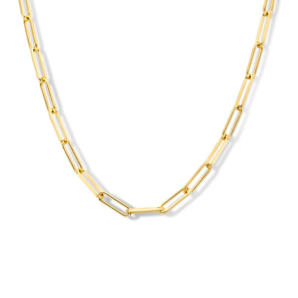 collier paperclip vierkante buis 3,0 mm 41 + 4 cm 3 micron zilver verguld (geel)