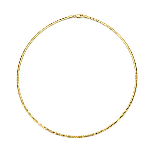collier platte omega gediamanteerd 2,5 mm 45 cm 14K geelgoud - Afbeelding 3