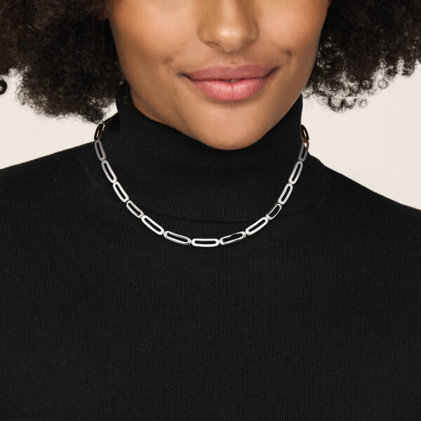collier poli/mat 5,7 mm 45 cm zilver gerhodineerd - Afbeelding 2