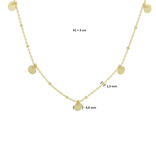 collier rondjes 41 + 3 cm 14K geelgoud - Afbeelding 4