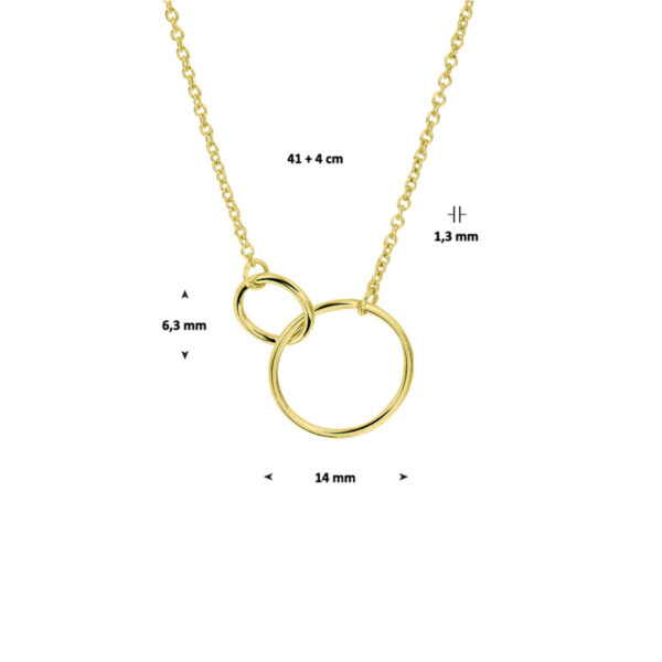 collier rondjes 41 + 4 cm zilver verguld (geel) - Afbeelding 2