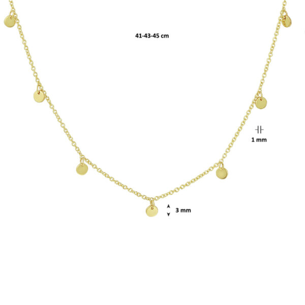 collier rondjes 41 - 43 - 45 cm 14K geelgoud - Afbeelding 3