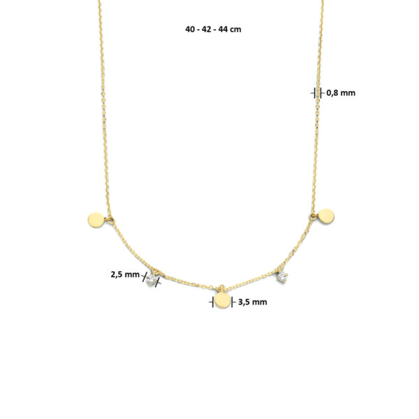 collier rondjes zirkonia 40 - 42 - 44 cm 14K geelgoud - Afbeelding 4