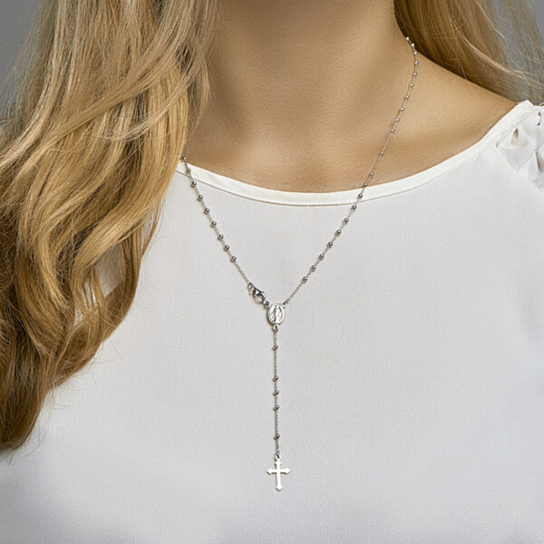 collier rozenkrans poli/mat 50 cm zilver gerhodineerd - Afbeelding 2