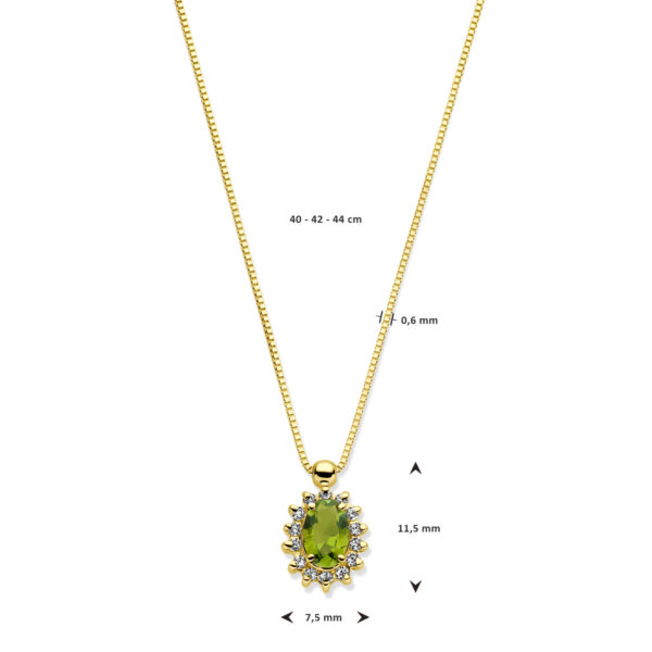 collier toermalijn en diamant 40 - 42 - 44 cm 0.11ct h si 14K geelgoud - Afbeelding 4
