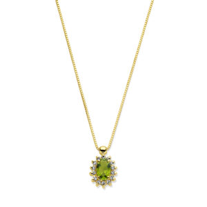 collier toermalijn en diamant 40 - 42 - 44 cm 0.11ct h si 14K geelgoud