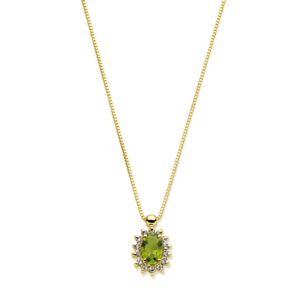 collier toermalijn en diamant 40 - 42 - 44 cm 0.11ct h si 14K geelgoud