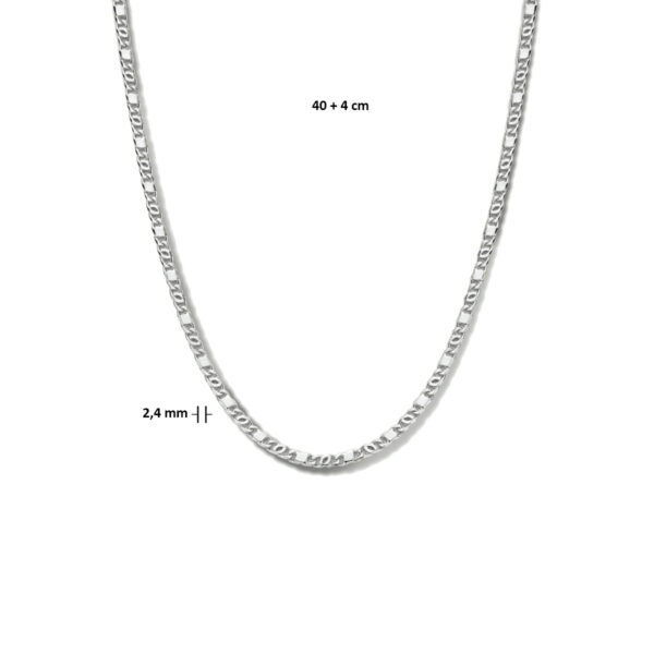 collier valkenoog met tussenstuk 2,4 mm 40 + 4 cm zilver gerhodineerd - Afbeelding 4