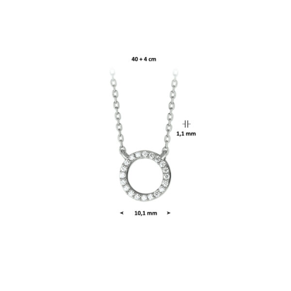 collier zirkonia 1,1 mm 40 + 4 cm zilver gerhodineerd - Afbeelding 2