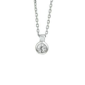 collier zirkonia 40 + 4 cm zilver gerhodineerd