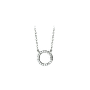 collier zirkonia 40 + 4 cm zilver gerhodineerd